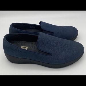 FitFlop SUPERSKATE Snake-Embossed Leather Loafers Size 6 US  BLUE  Gently Worn